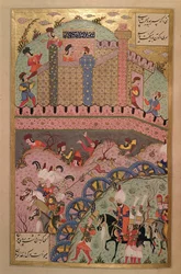 スレイマンネームからのスルタンスレイマンI（1495-1566）によるベオグラードの征服（Mss Hazine。1517 f.959r）、1558（インクとベラムの金箔）